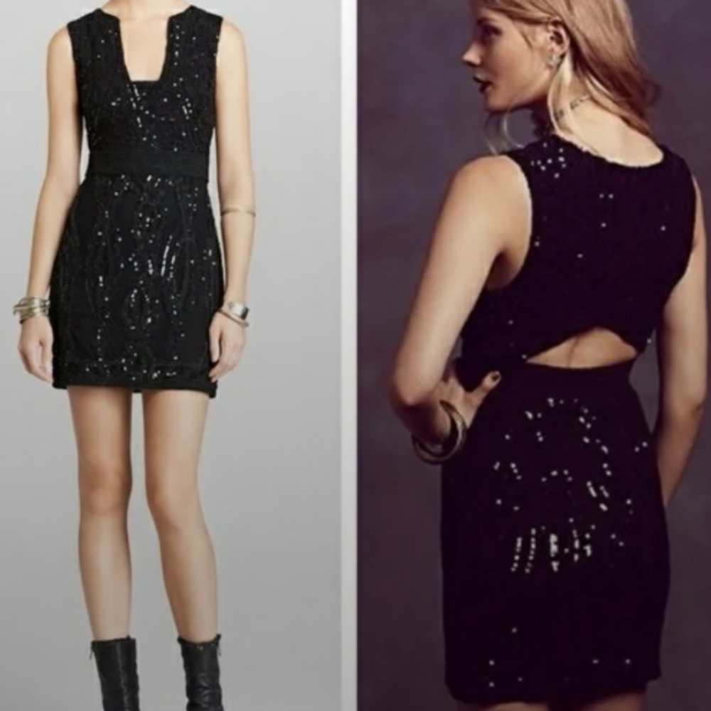 Free People Snake Charmer Black Sequin Dress